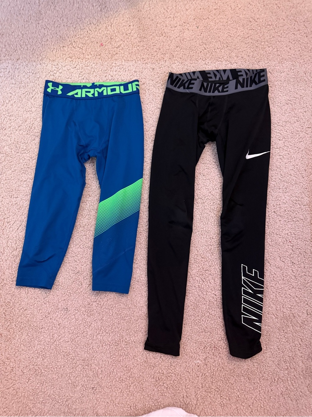 2 pairs of boys leggings/tights Nike and under armour